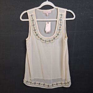 Philosophy Pearl Bead Embellished Cream Tank Size S NWT Glam